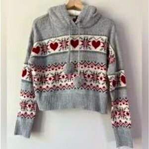 ❤️ NWOT! Ruby Moon Hearts Sweater Sherpa Hoodie